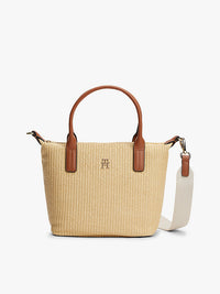 Popette mini tote raffia - Bruin