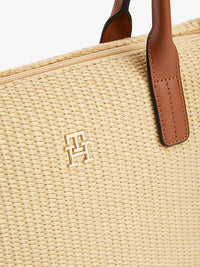 Popette mini tote raffia - Bruin