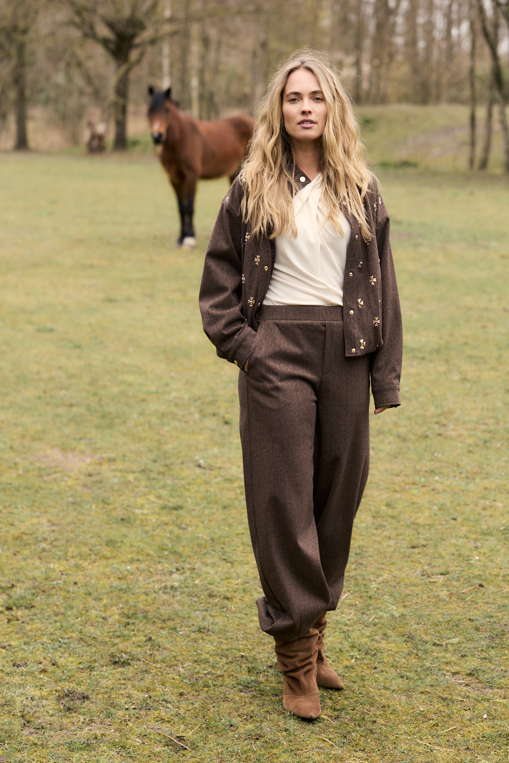 Barrel-Fit Tweed Trousers