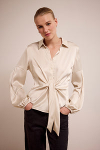 Satin-Look Blouse Twisted Detail - Multi