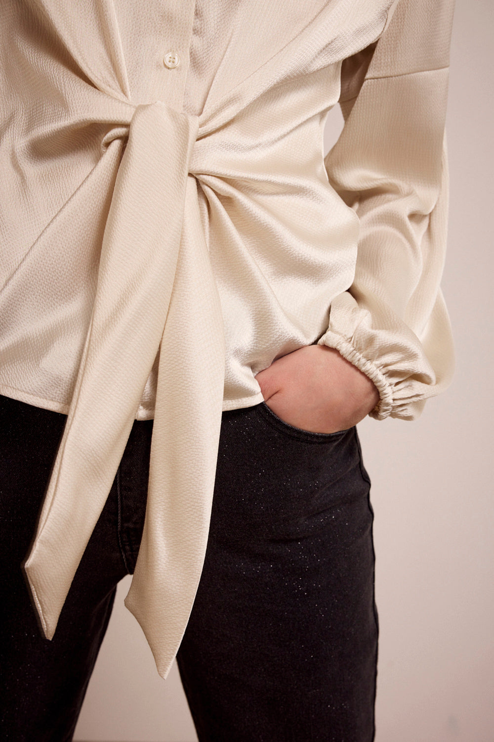 Satin-Look Blouse Twisted Detail - Multi