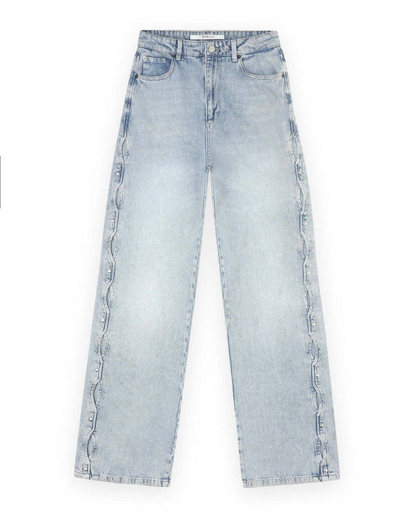 Straight Jeans With Open Side Detail - Multi