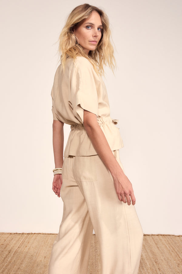 Short-Sleeve Blouse Zipper