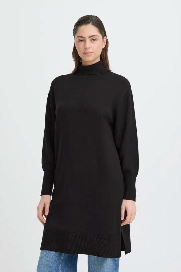 PZSTEFFI Rollneck Dress - Zwart