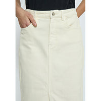 Fione Mid Waisted Midi Skirt - Beige