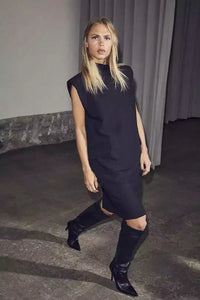 VolaCC Rib Turtleneck Dress - Zwart