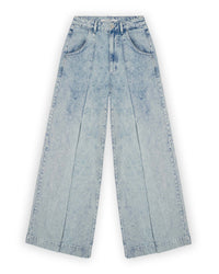 Wide Leg Jeans With Pleat Detail - Blauw